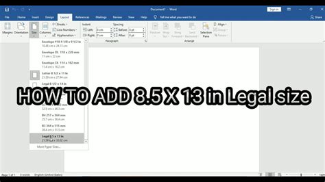 How to add 8.5 x 13 inch Long in Word, Excel .